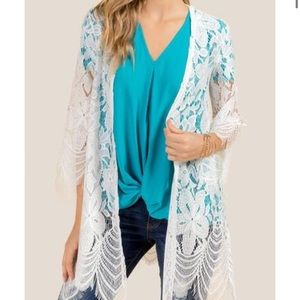 Billey Quarter Sleeve Eyelash Lace Wrap (Blush)